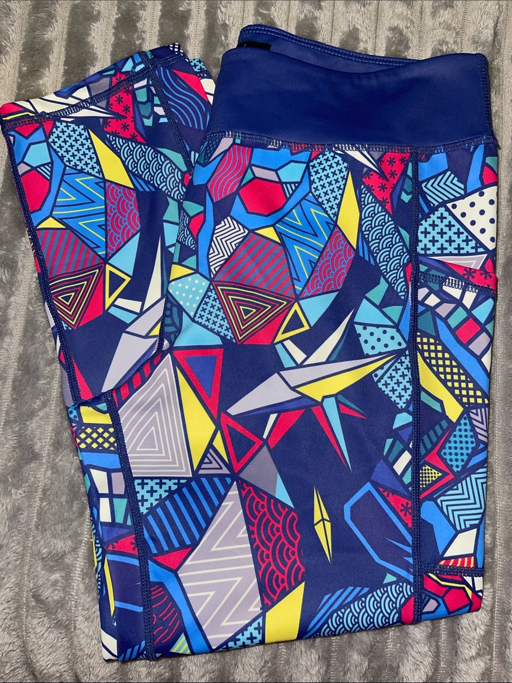 Constantly Varied Gear Multicolor Geometric Leggings - Blue, Yellow, Red